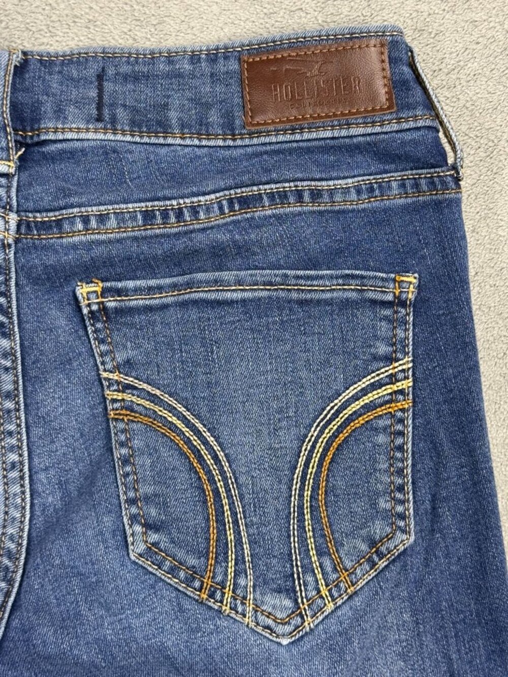 Y2K 2000s Hollister Low Rise Bootcut Jeans Womens 1L Stretch Grunge Denim Blue - Picture 5 of 7